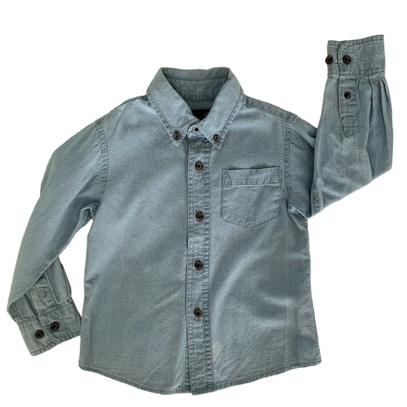J. Khaki Shirt Button Down Denim Long Sleeves Light Blue Little Boys Size 4 - Picture 1 of 13